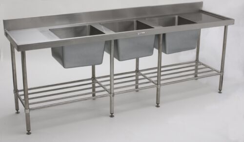 Simply Stainless SS24.2400.TB Triple Bowl Sink with Upstand -0